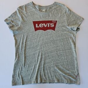 Levi's Womens Graphic‎ T-Shirt Size XL Grey Cotton